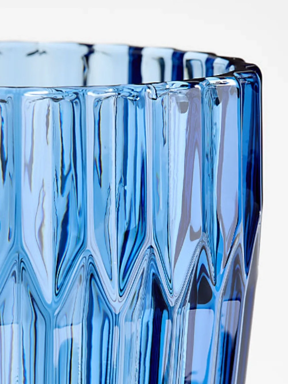 New! Crate&Barrel Blue Faceted Highball Glass Set of 4